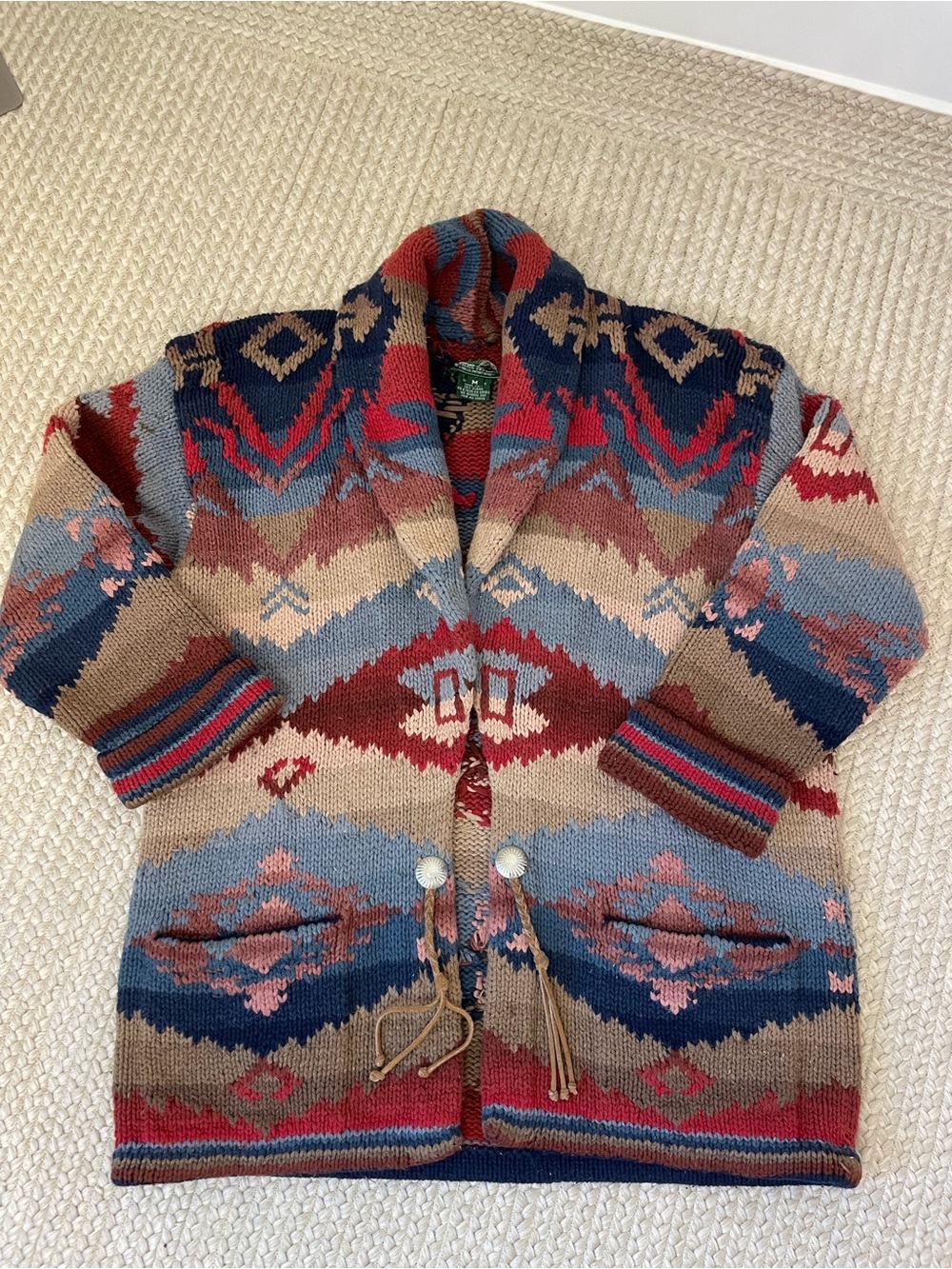 Vintage Ralph Lauren Multicolor Southwestern Shawl Collar Cardigan - Picture 12 of 14